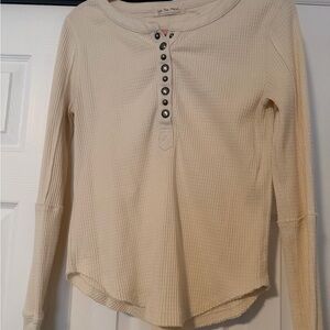 We The Free Cream Long Sleeve Henley Top